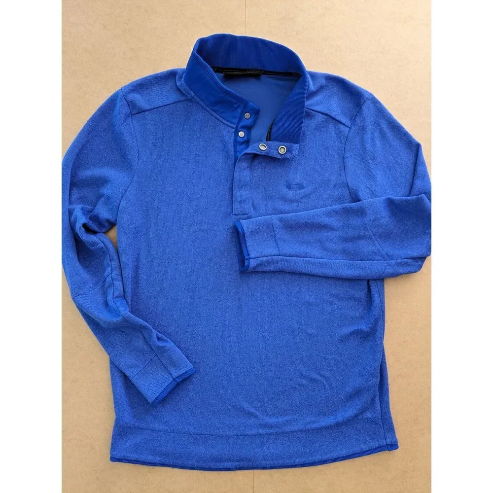 Under Armour Golf Mens Pullover Large Blue ColdGear Loose Long Sleeve‎ 1/4 Snap
